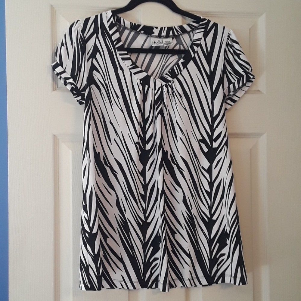 Duo Maternity Black White Zebra Top Size Small